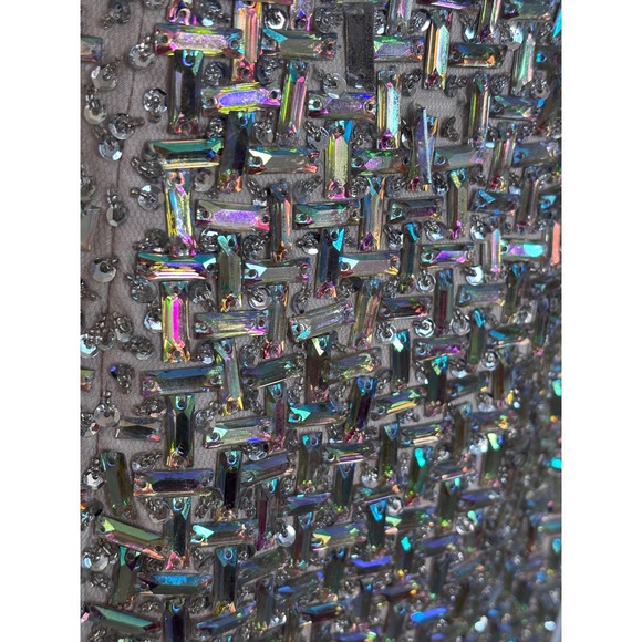 Sparkling Strapless Mini Dress Iridescent Sequin Embellished Party Cocktail - Picture 6 of 15